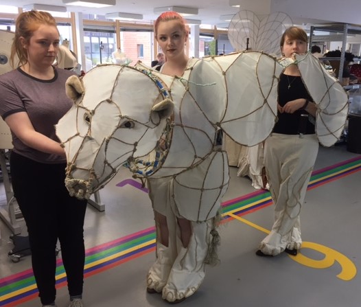Polar Bear made for the 'Carnival by the Sea Parade' by Sophie Fretwell on AUB's Costume and Performance Design Course