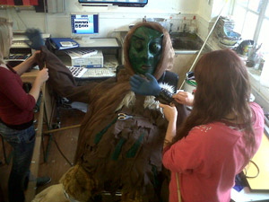 Puppet making workshop with local school pupils led by Nicky Baylis